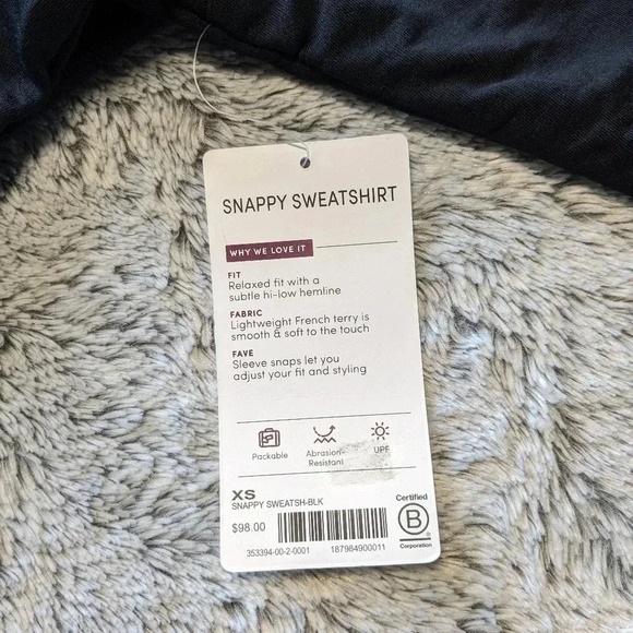 NEW Athleta Black Sweater Snappy Sweatshirt Long Sleeve Snap Button XS - Picture 5 of 9